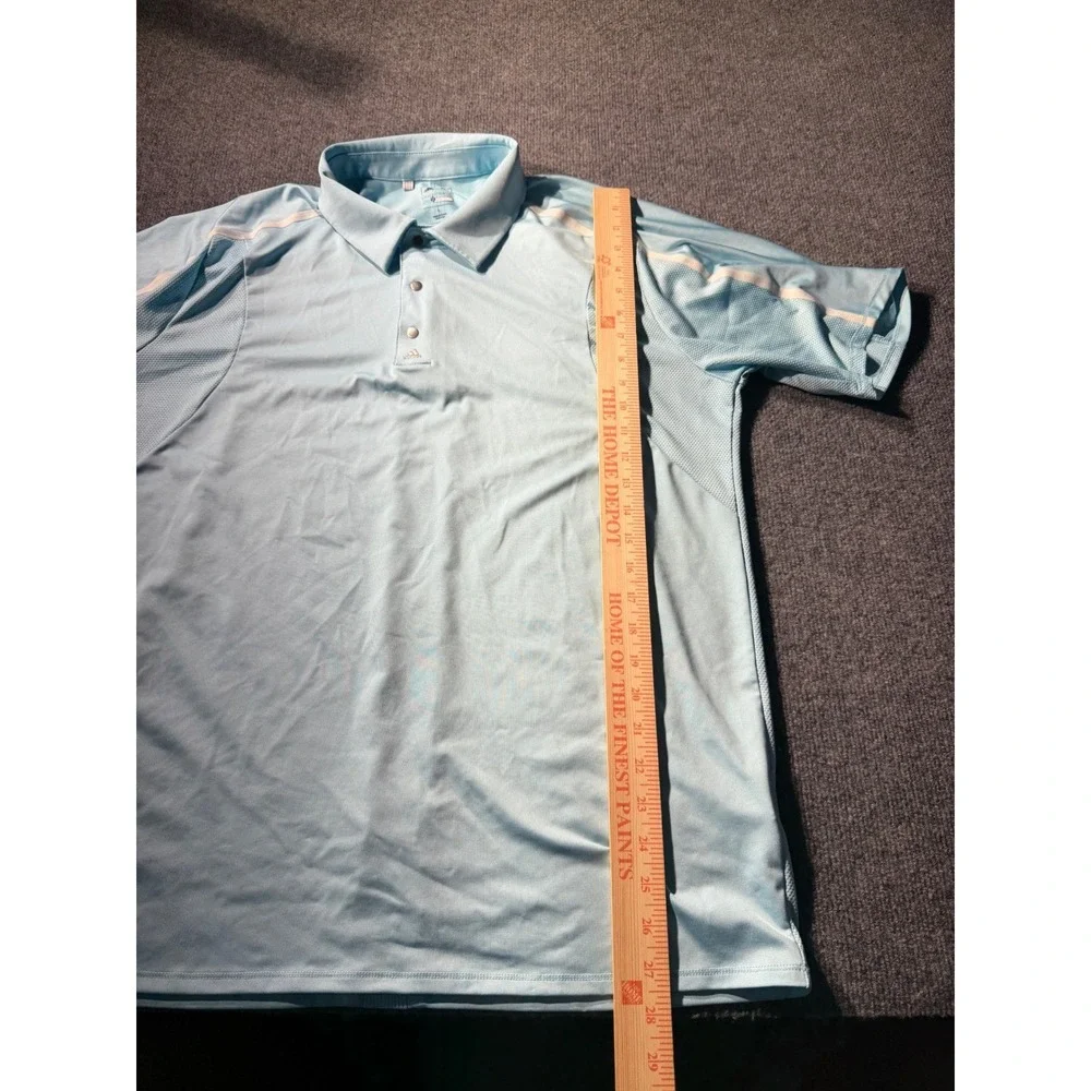 Adidas Golf Puremotion Polo Shirt Mens Large Blue Short Sleeve Snaps B19845